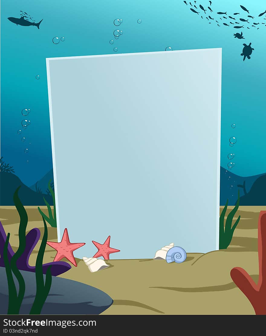 Image of vertical blank board under water decoration. Image of vertical blank board under water decoration