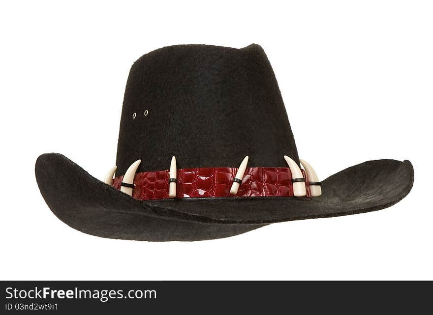 Black cowboy hat isolated on white