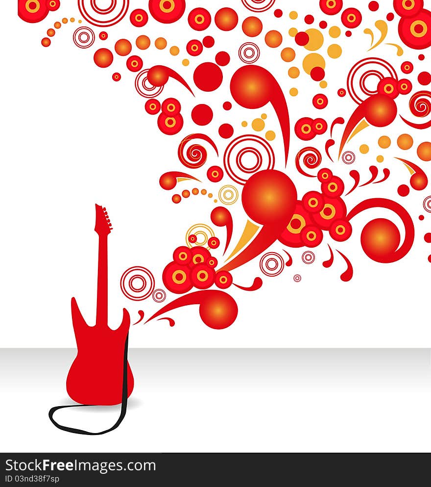 Stylish abstract background with a red electric guitar