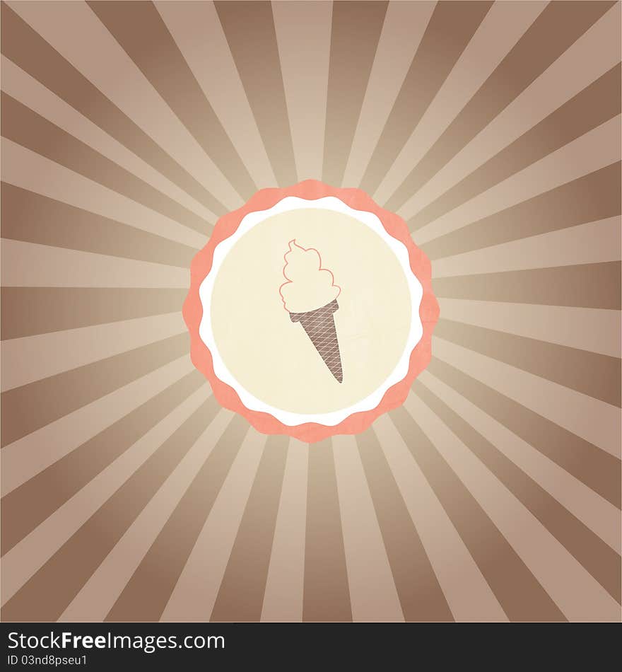 Icon of vanilla ice cream cone. Icon of vanilla ice cream cone