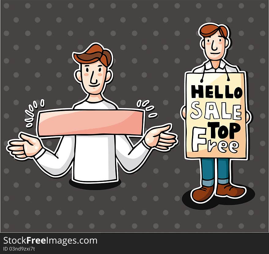 Set of man with banner,vector,illustration