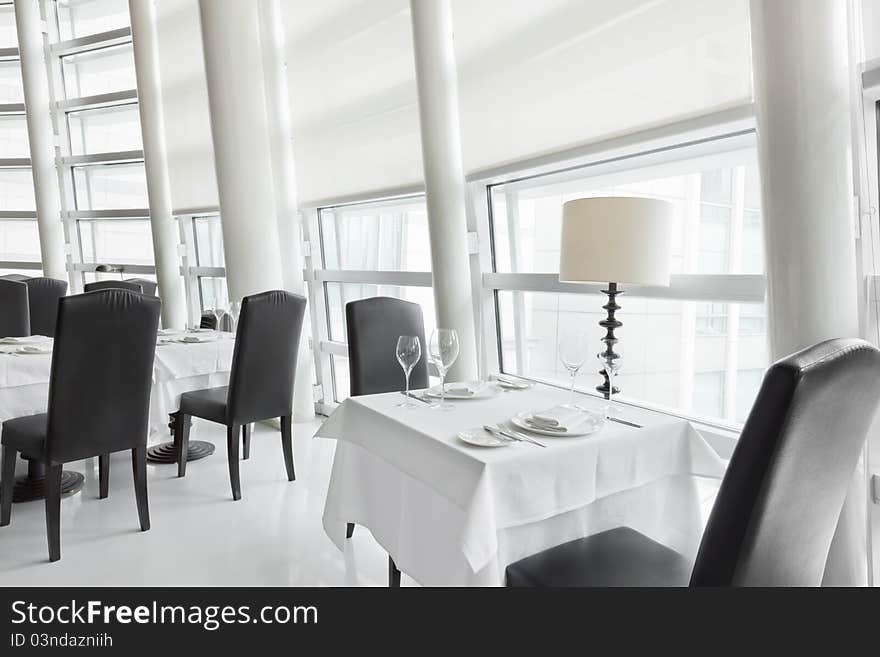 White dining room and table setting