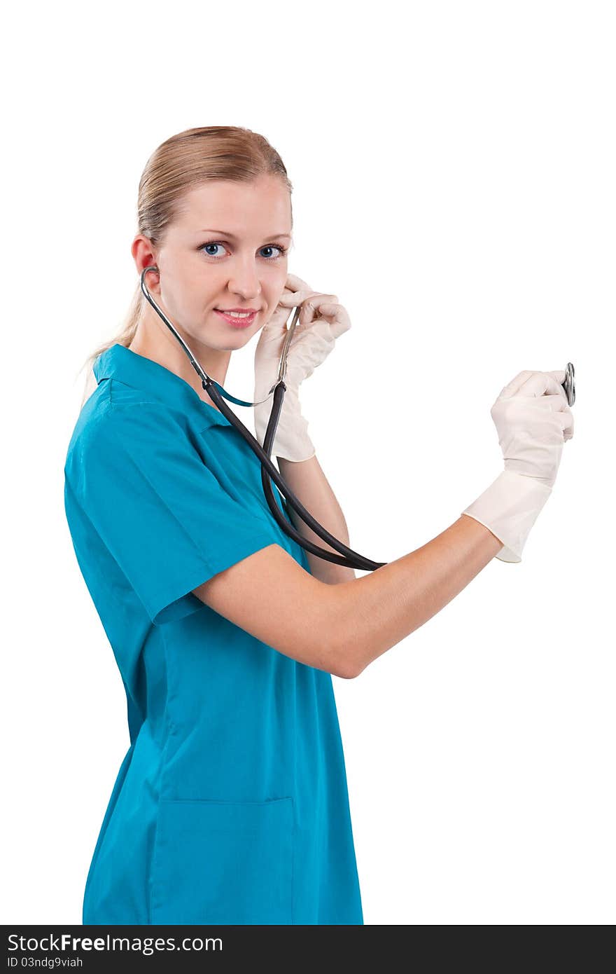 Young Female Doctor  With Stethoscope