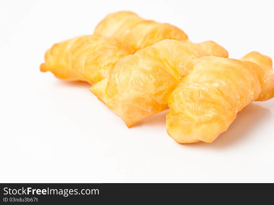 Fried bread stick isolated on white background