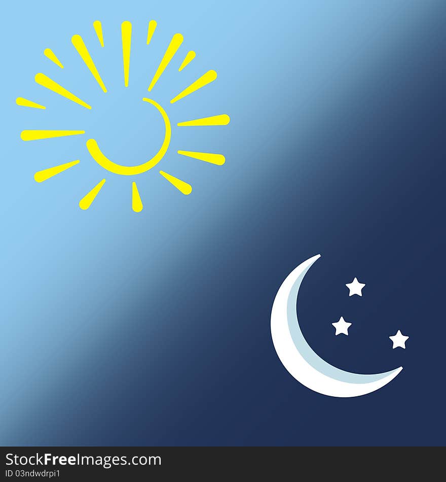 Simple illustration of sun and moon (vector). Simple illustration of sun and moon (vector)