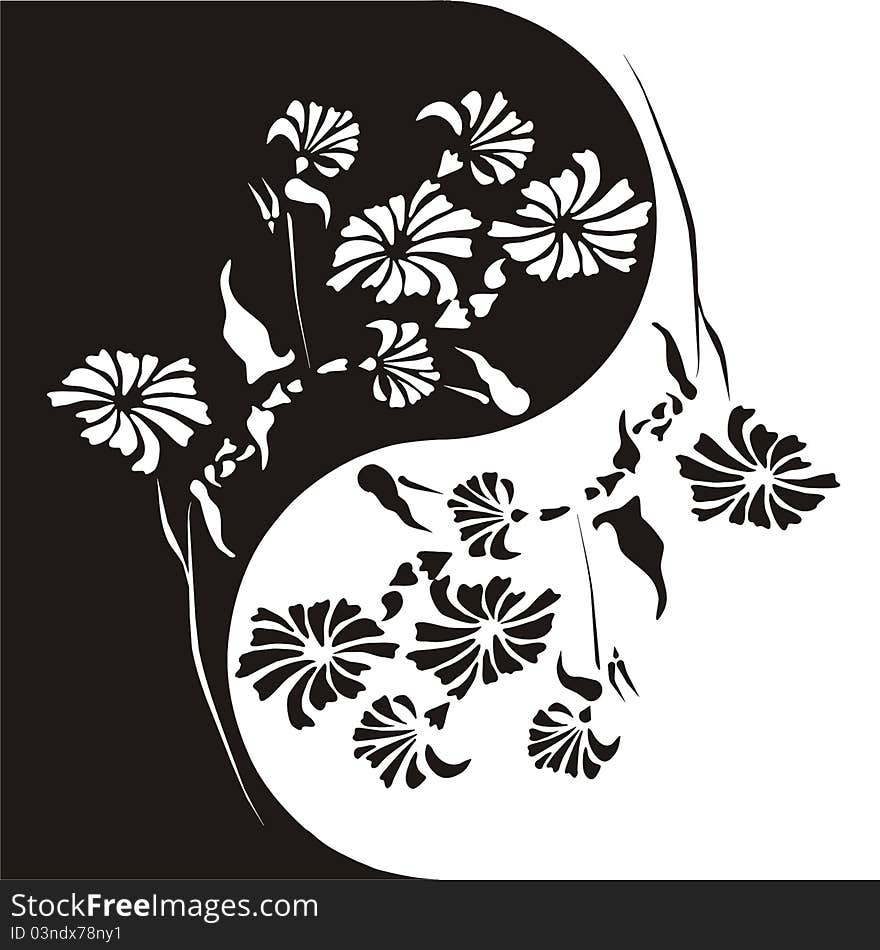 Beautiful white and black floral background illustration