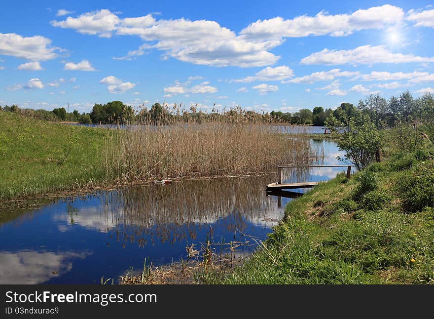 Landscape with river and forest in summer. Landscape with river and forest in summer