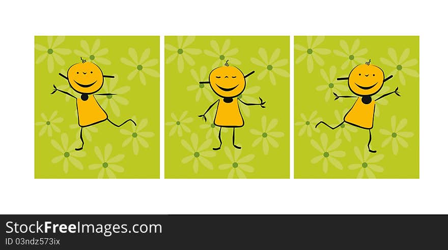 Dancing cartoon illustration in three steps