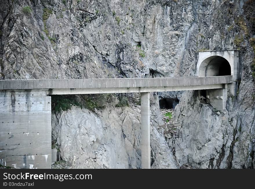 A road from Romania, Vidraru between the montains. A road from Romania, Vidraru between the montains