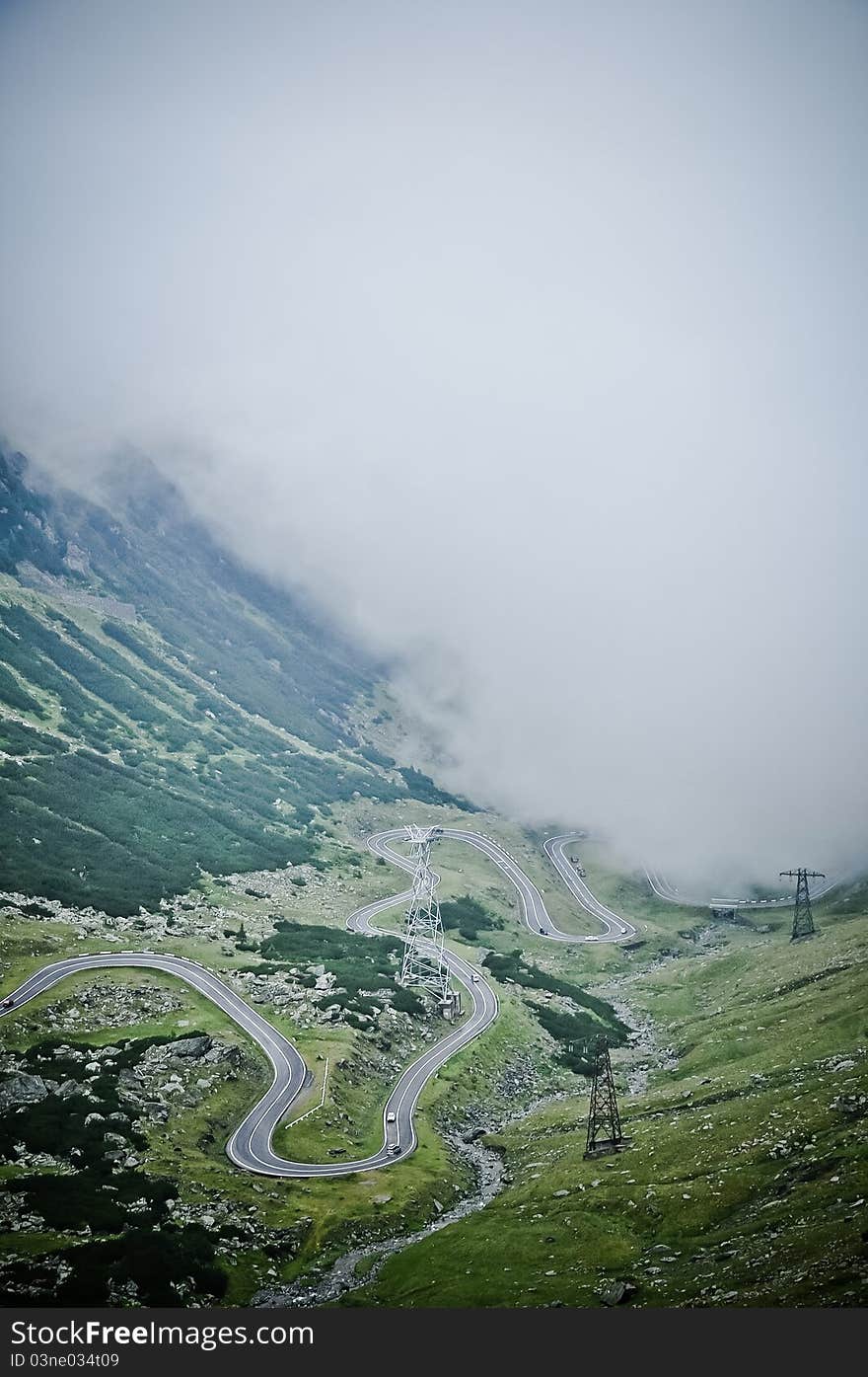 The Transfagarasan road seen from above