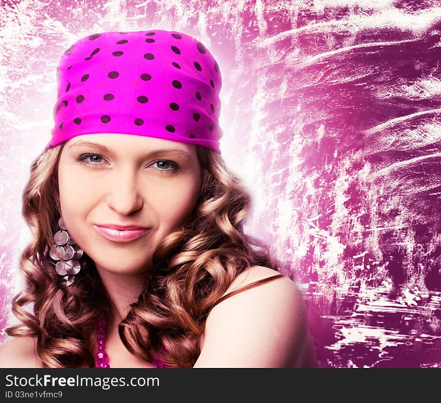 Beautiful woman over abstract background