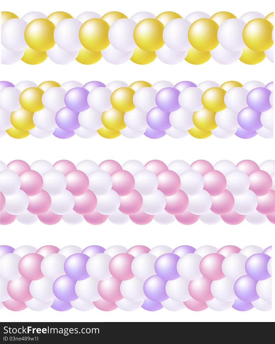 Garland of balloons. Seamless border for decoration.