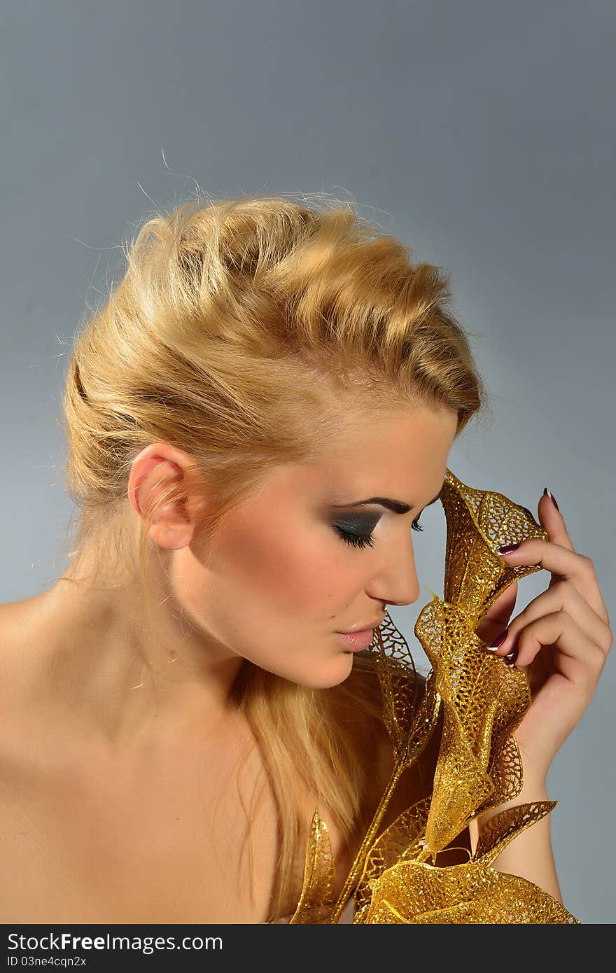 Blonde With Golden Calla Lily