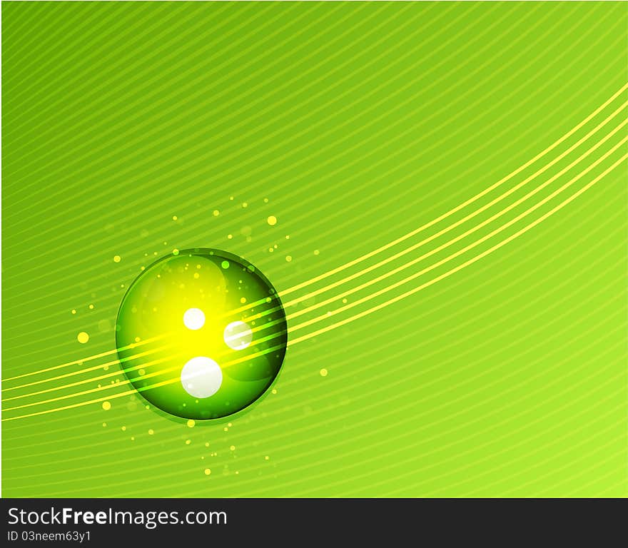 Green glass sphere vector background