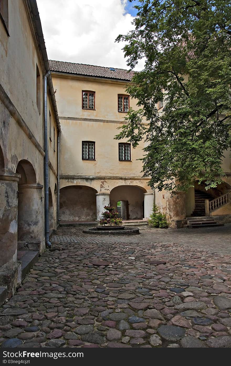 Medieval castle courtyard in Jaunpils, Latvia. Medieval castle courtyard in Jaunpils, Latvia.