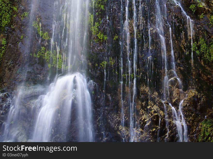 A long exposure of a waterfall. A long exposure of a waterfall