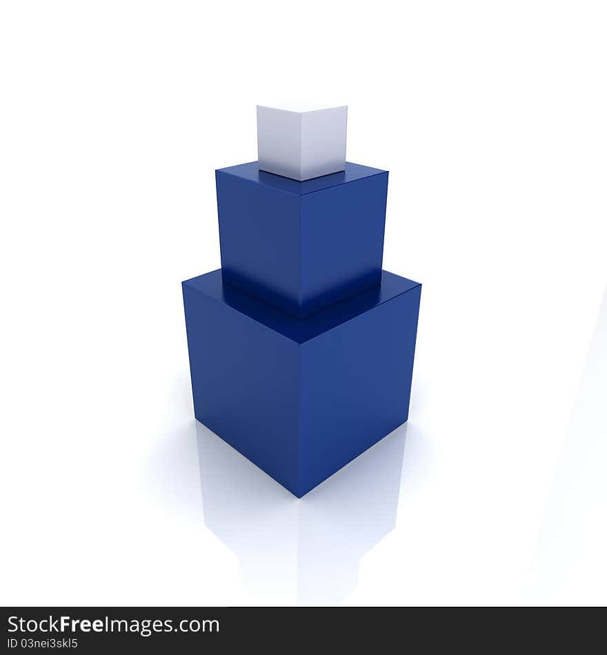 Illustration of pyramid from cubes (growth concept)