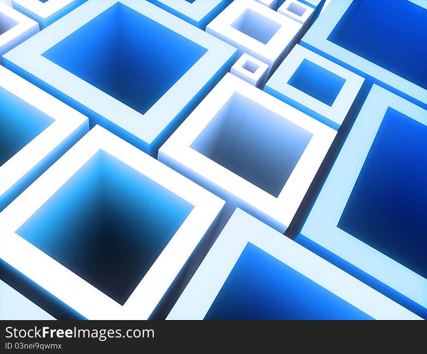 Abstract geometrical background with blue frames