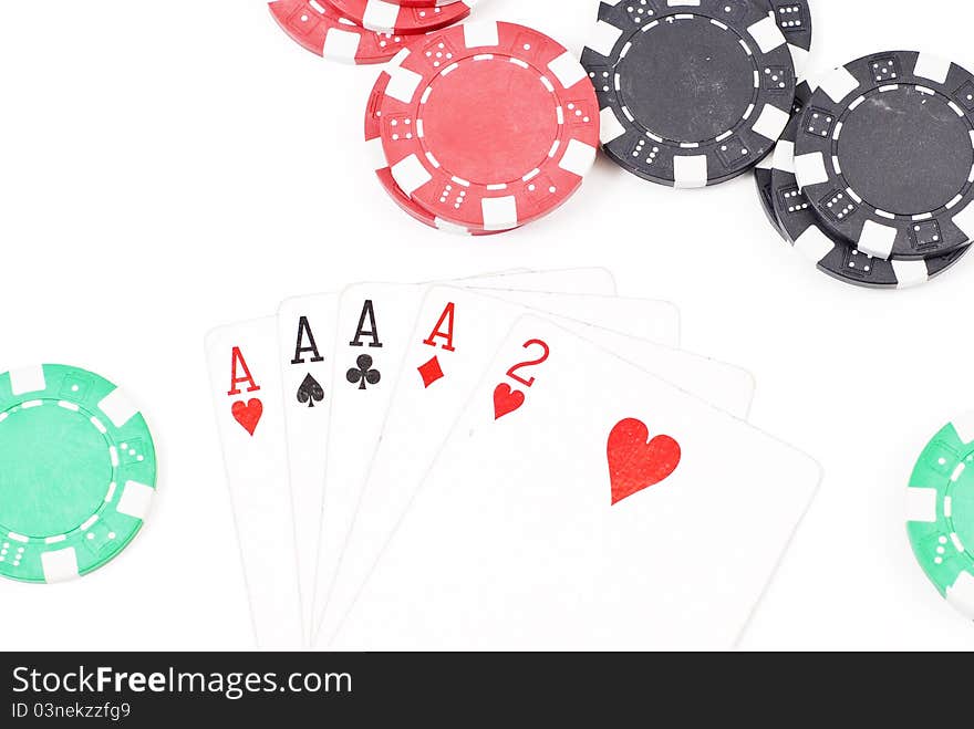 Four Aces With Poker Chips