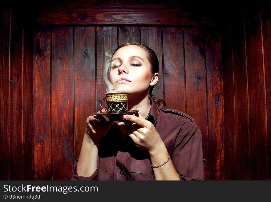 Beautiful woman with cup of coffee. Beautiful woman with cup of coffee