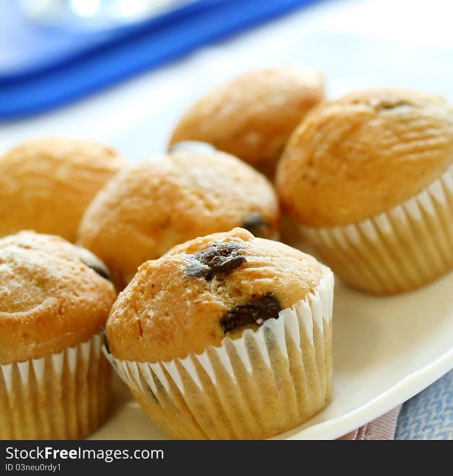 Muffins on white plate - breakfast