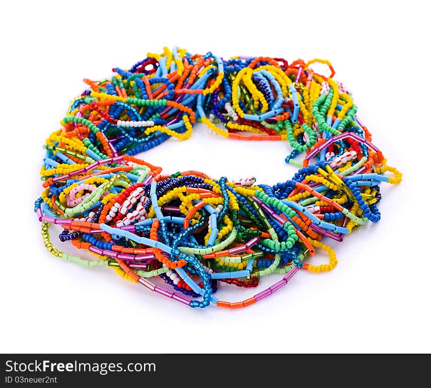 Handmade beaded bracelet isolated on white background