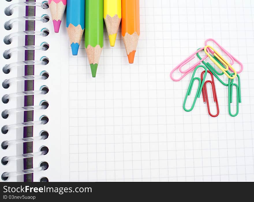 Set of pencils, post-its and other useful supplies for the school