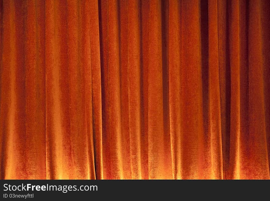 Close up shot of Orange curtain backdrop. Close up shot of Orange curtain backdrop