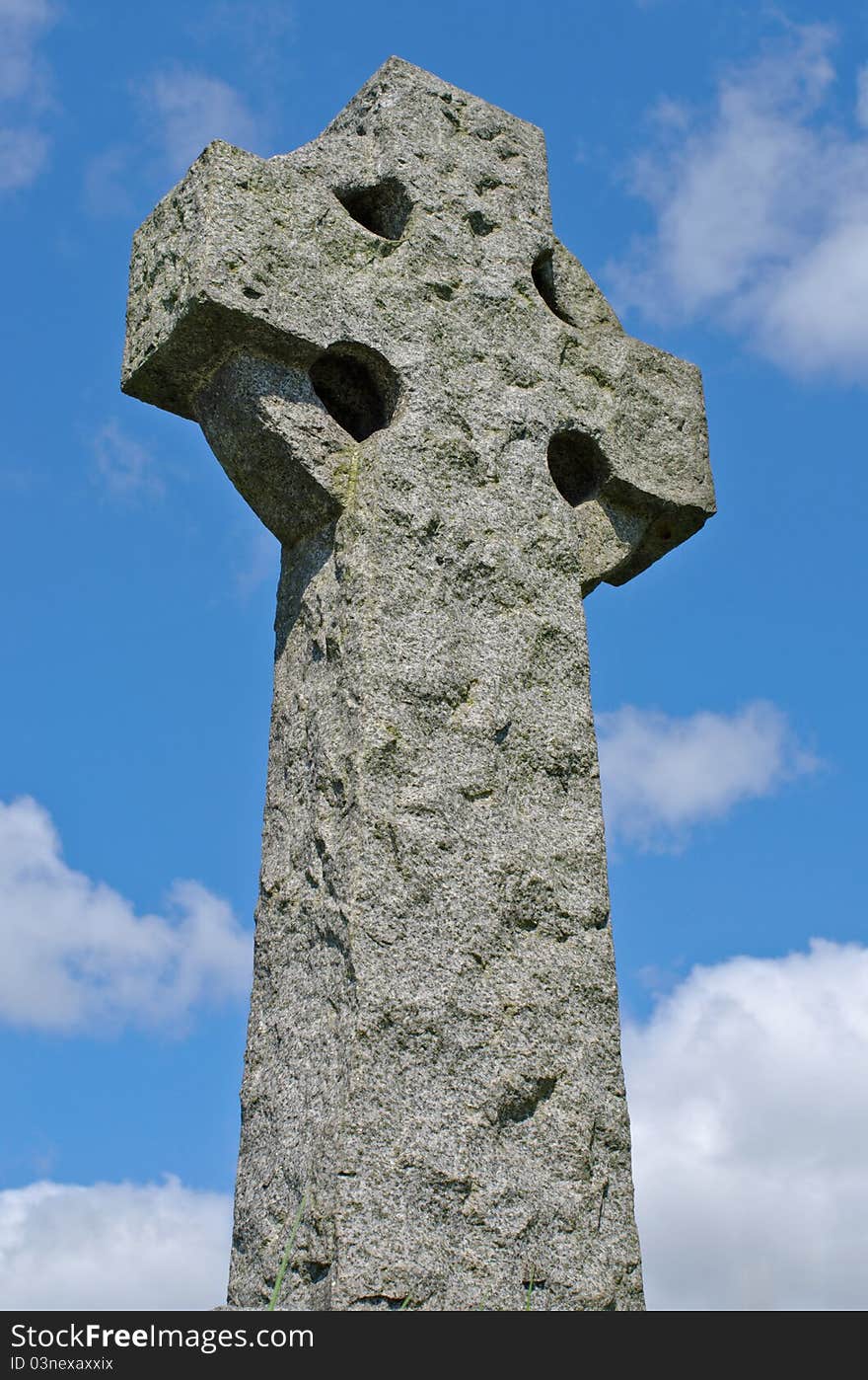 Ancient Irish celtic cross in granite