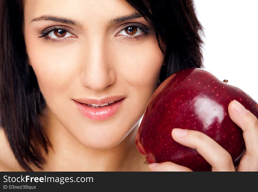 Female holding an apple