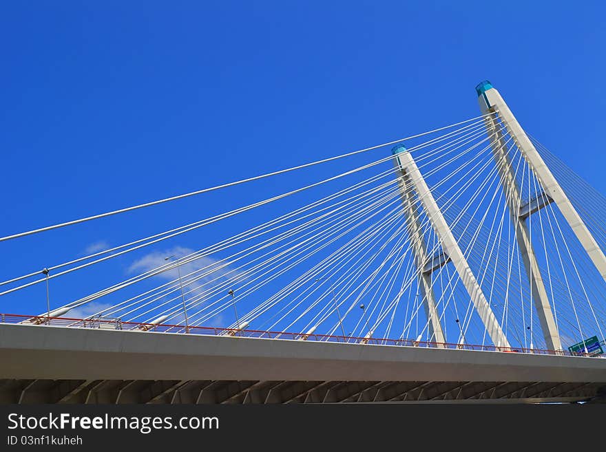 Cable-stayed bridge in St. Petersburg over the River Neva