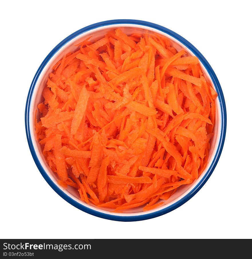 Shredded carrots in bowl