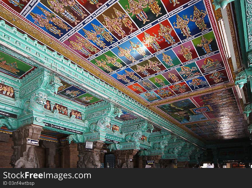 Ceiling Meenakshi Sundareswarar Temple in Madurai, South India