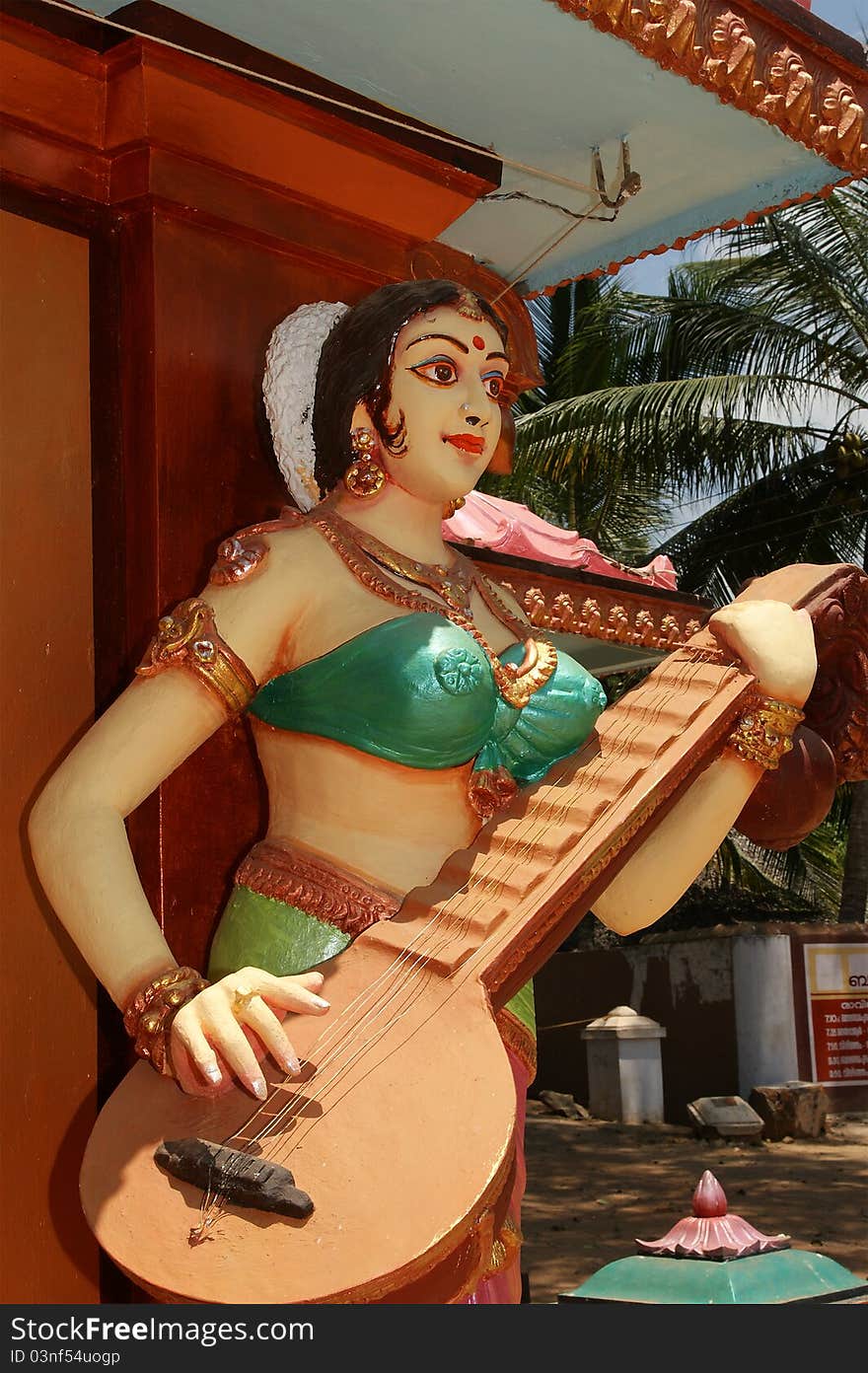 Traditional statues of gods and goddesses in the Hindu temple, south India, Kerala