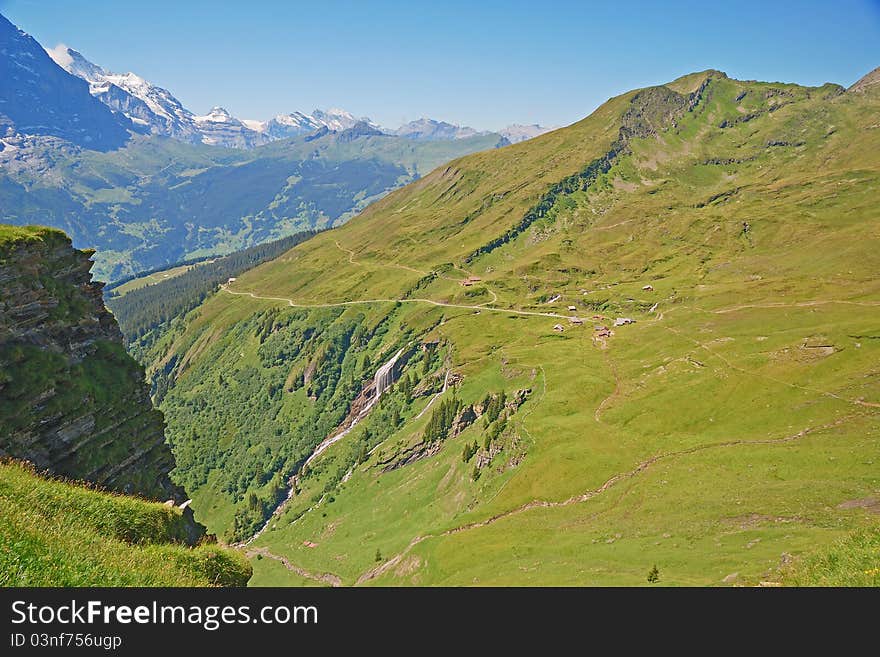 Landscape of the mountains of the Jungfraujoch in south of Swiss