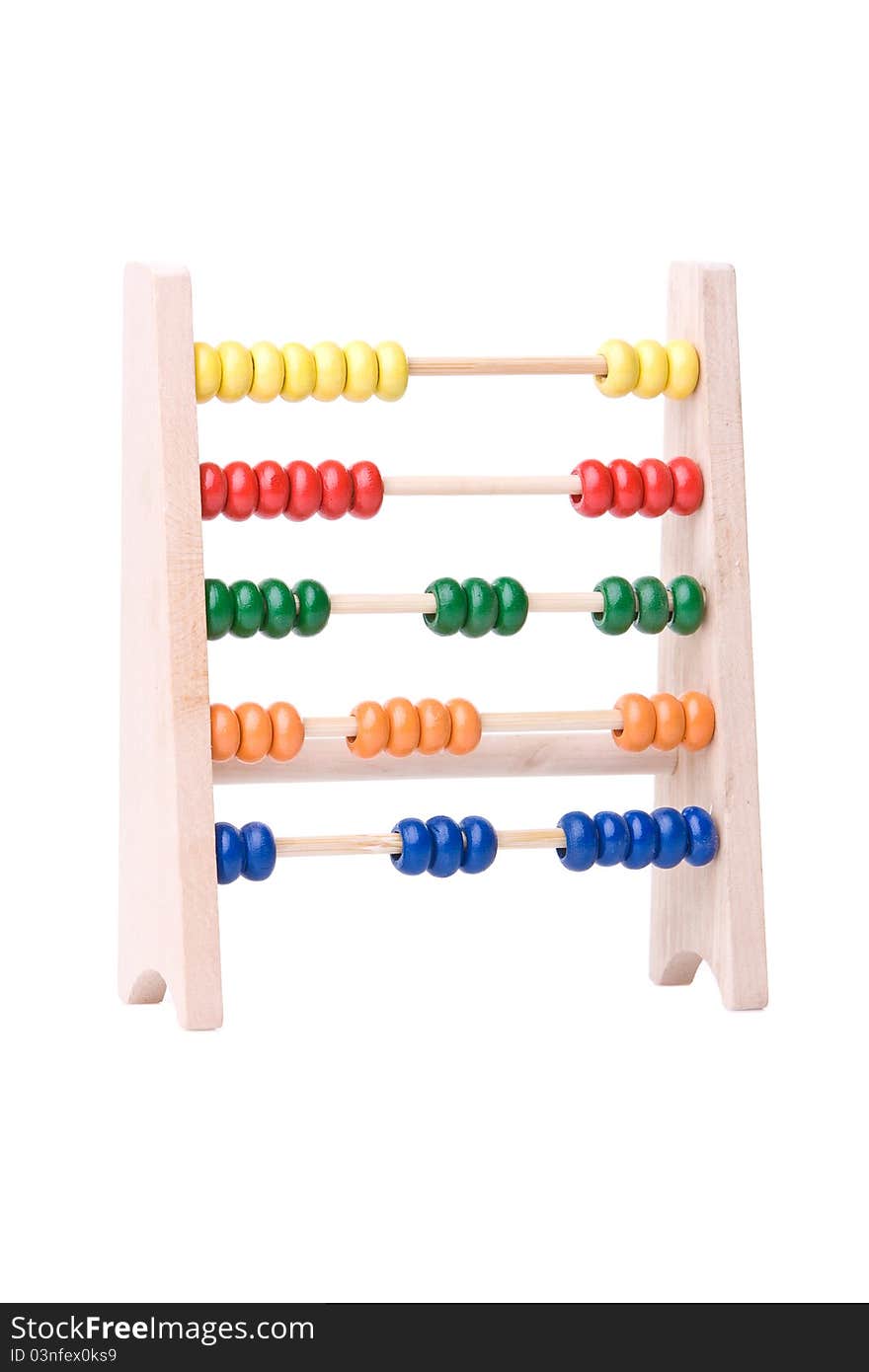 Wooden abacus against a white background