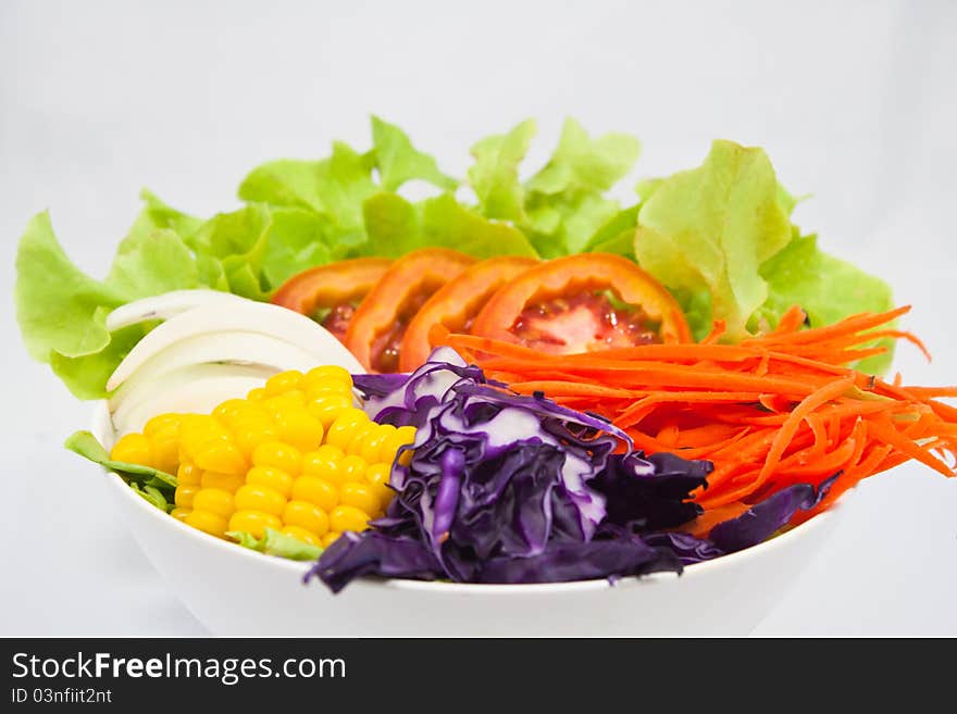 Vegetable salad on white background