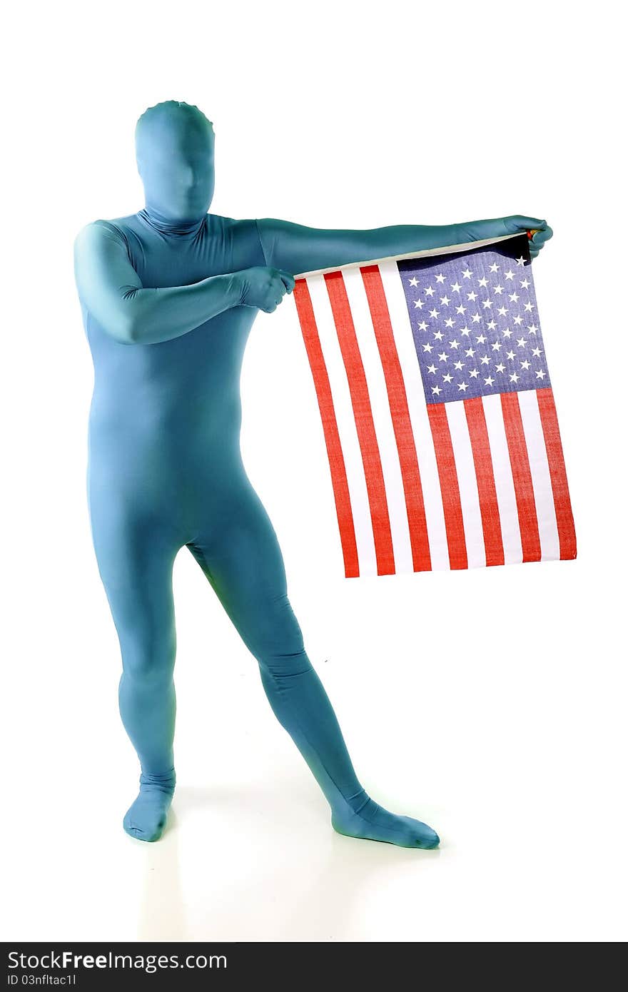 A blue morph proudly displaying the American flag. Isolated on white. A blue morph proudly displaying the American flag. Isolated on white.