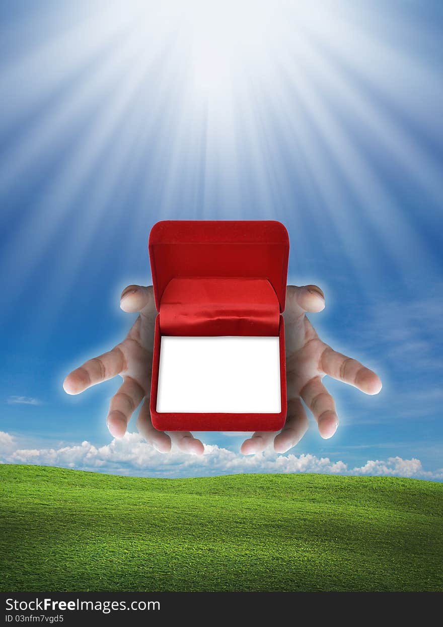 Blank red box for giving concept on an attractive background. Blank red box for giving concept on an attractive background.