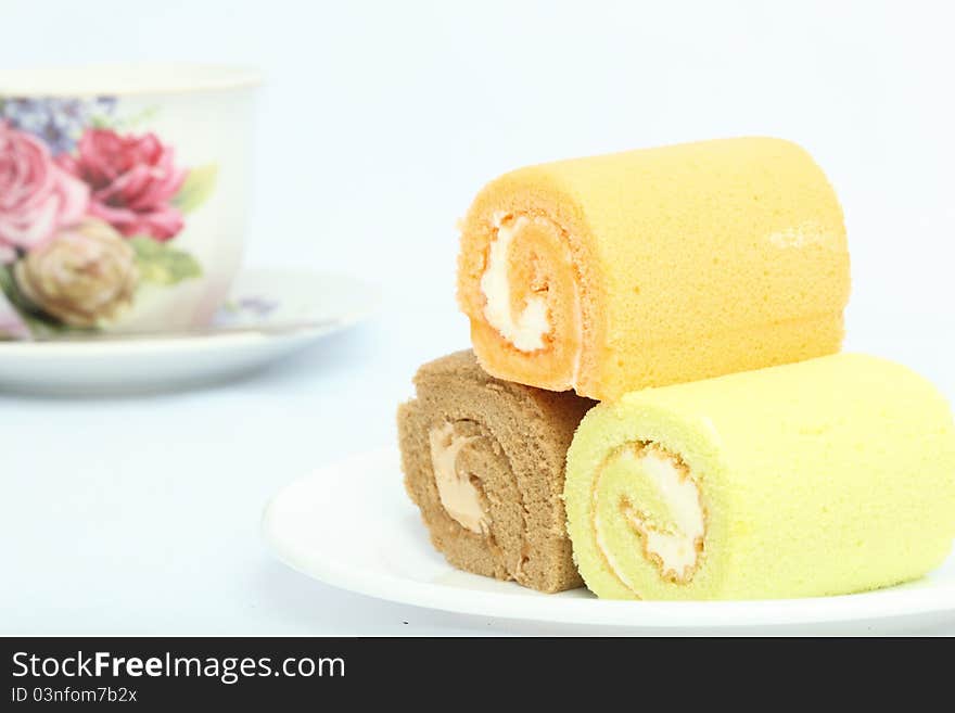 Cake Roll And Coffee