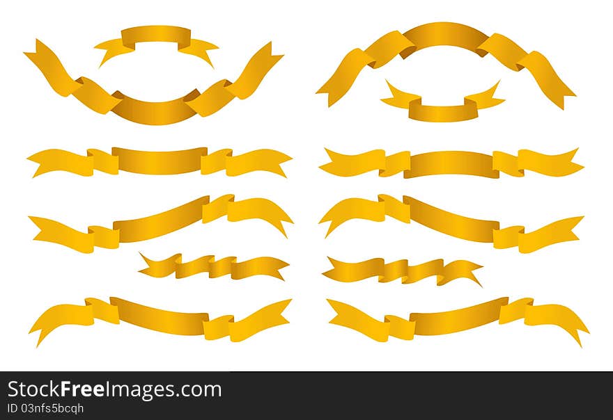 Golden banners. Vector set illustration on white background