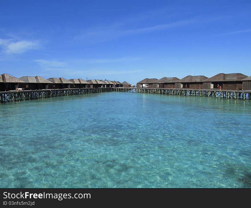 Maldive lily beach island villa scenery. Maldive lily beach island villa scenery