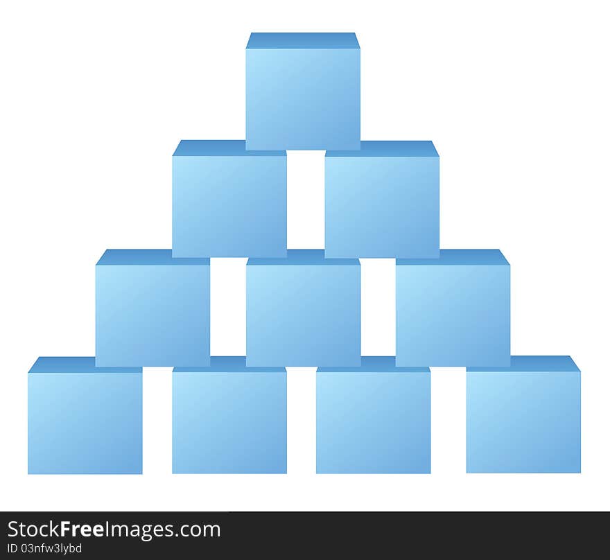 Blue Pyramid From Cubes