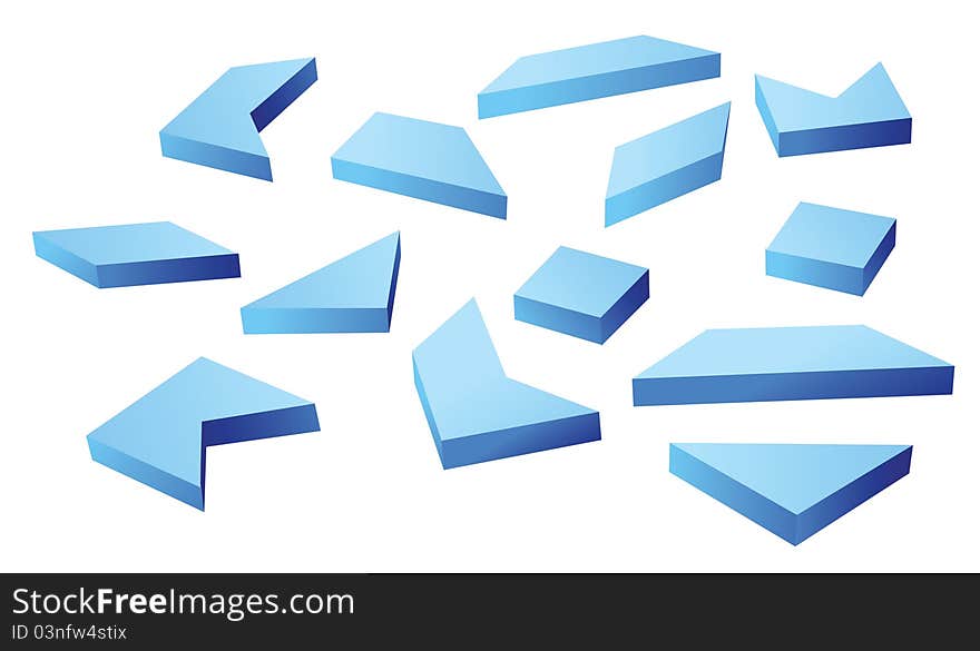 Many Blue Geometrical Figures