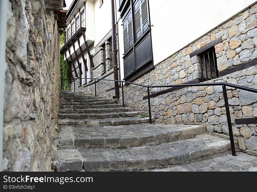 Old stairs in ohrid lake. Old stairs in ohrid lake