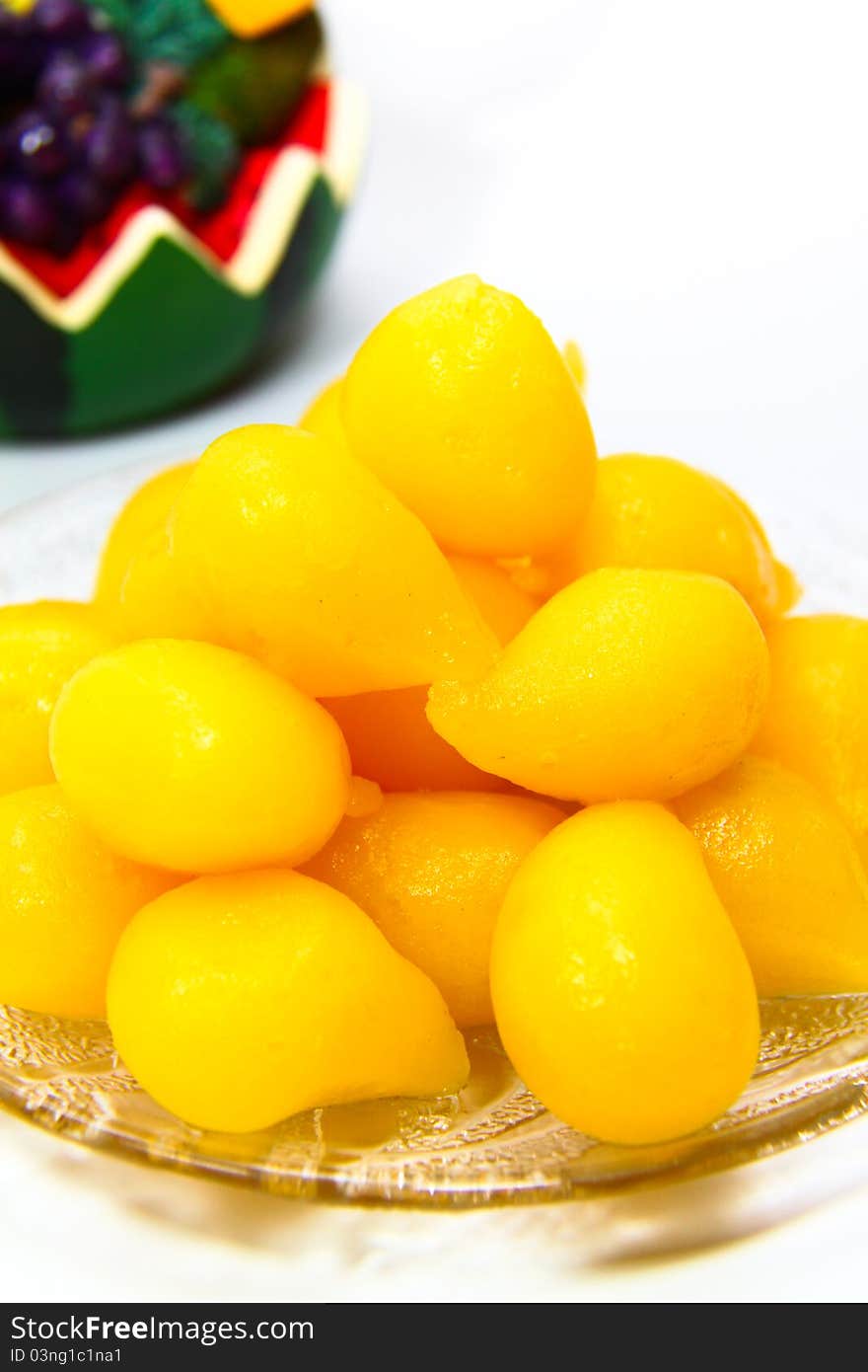 Thai dessert ,Thong Yhod or Gold Egg Yolks Drops