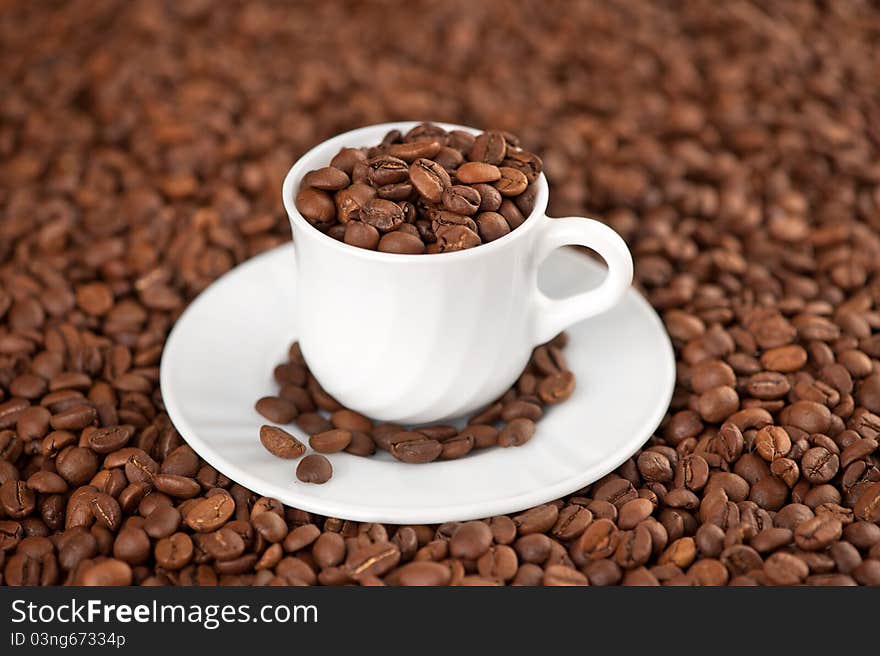 Cup of coffee beans