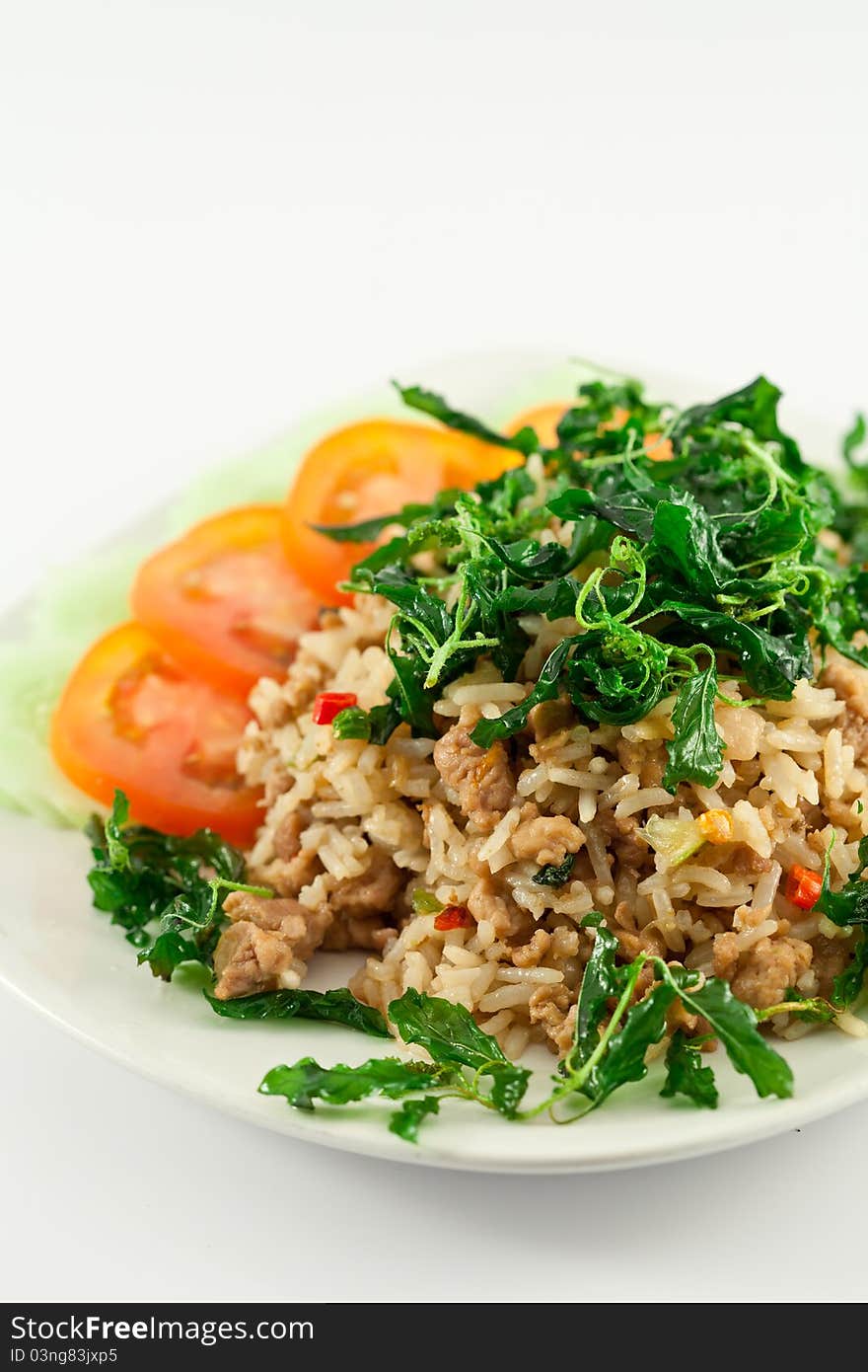 Thai spicy food, stir fried pork whit basil