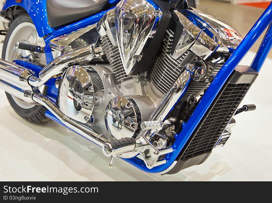 Image of a motorcycle with chrome details.