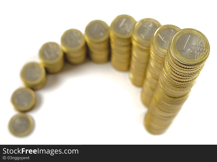 Euro coins show business success and finance growth. Euro coins show business success and finance growth